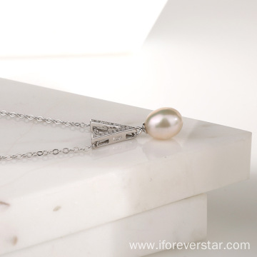 Sterling Silver Pearl Earrings Jewelry Set For Women